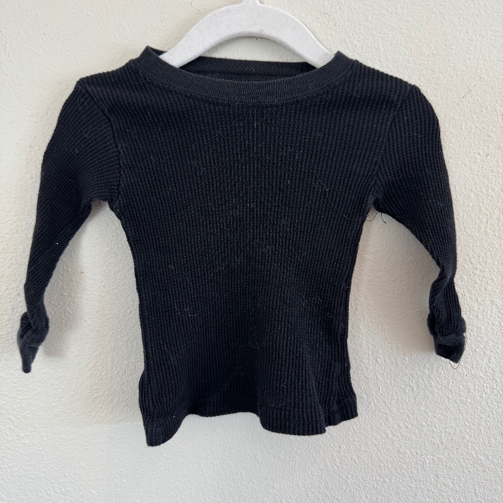 Jordache Black Ribbed Long-Sleeve Thermal Shirt - Size 2T